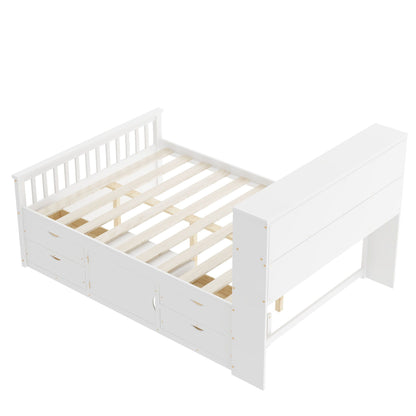 Captain Platform Bed Frame With Bookcase Headboard, 4 Drawers, Storage Shelves - The Sleep Loft - Online Mattress Showroom NYC