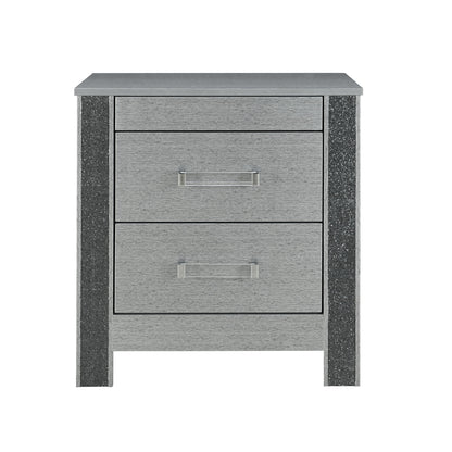 Lorenzo - Nightstand With Hidden Compartment And Handles - Silver - The Sleep Loft - Online Mattress Showroom NYC