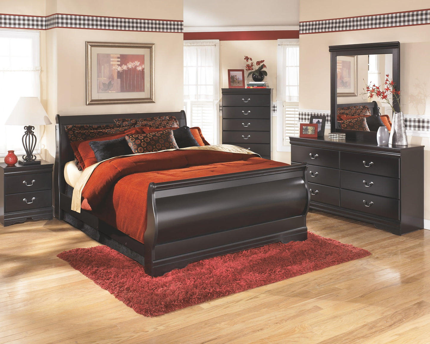 Huey Vineyard - Two Drawer Night Stand - Black - The Sleep Loft - Online Mattress Showroom NYC