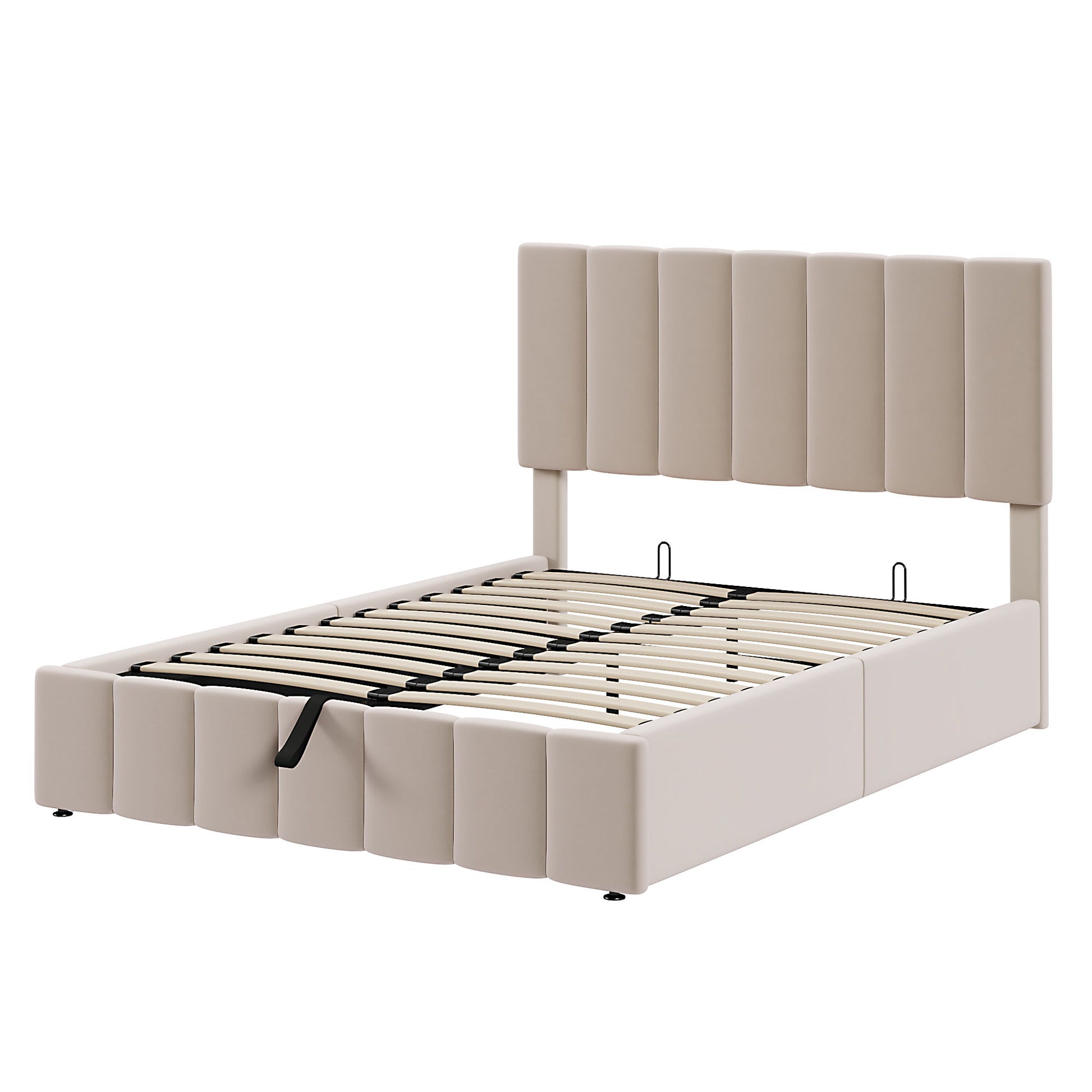Elegant Upholstered Platform Bed With Hydraulic Storage System - The Sleep Loft - Online Mattress Showroom NYC