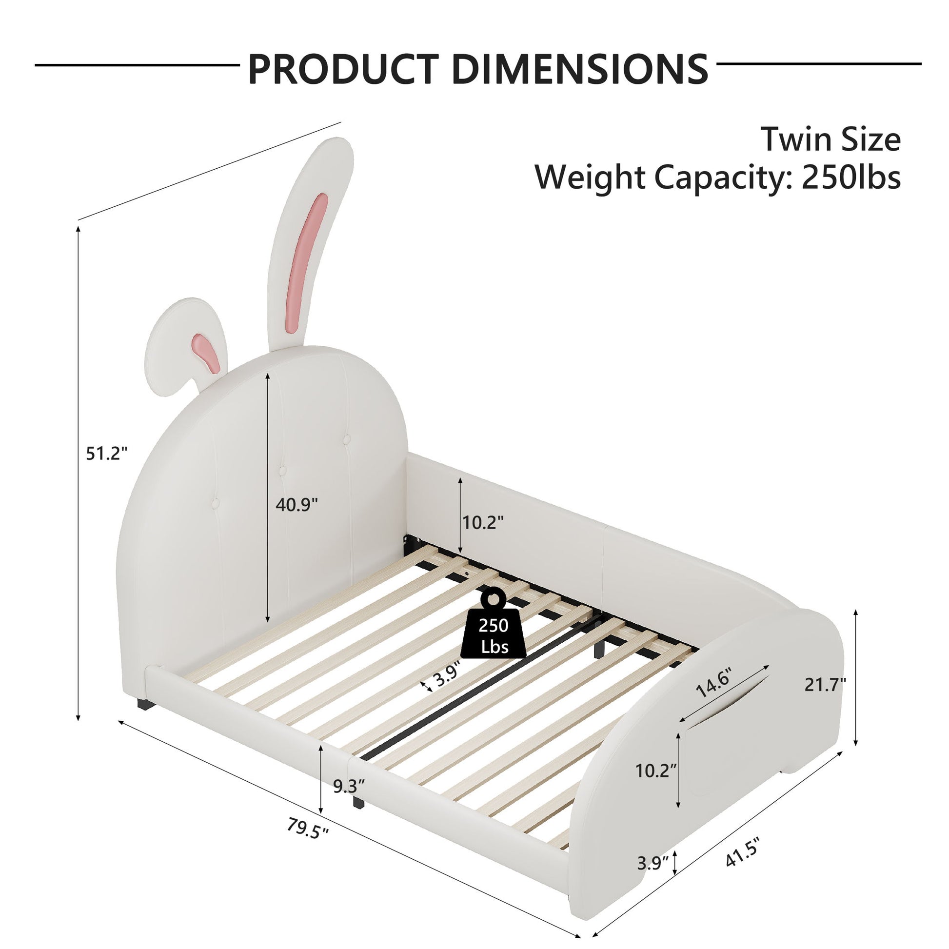 Upholstered Rabbit-Shape Princess Bed With Headboard And Footboard - The Sleep Loft - Online Mattress Showroom NYC