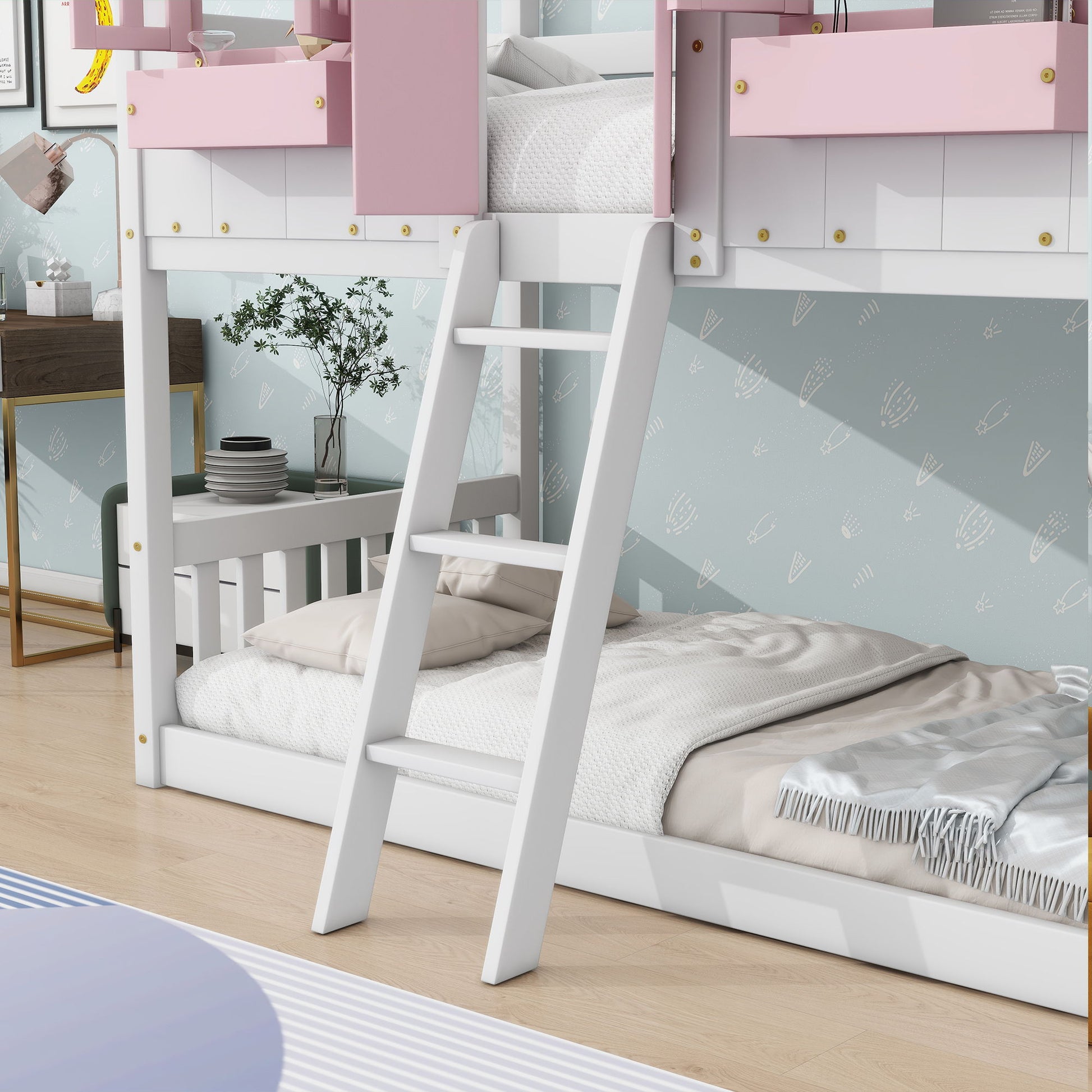 House Bunk Bed With Roof, Window, Window Box, Door, With Safety Guardrails And Ladder - The Sleep Loft - Online Mattress Showroom NYC