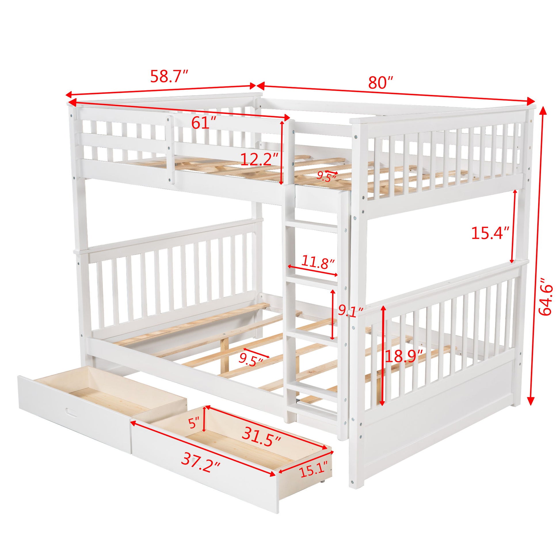 Bunk Bed With Ladders And 2 Storage Drawers - The Sleep Loft - Online Mattress Showroom NYC