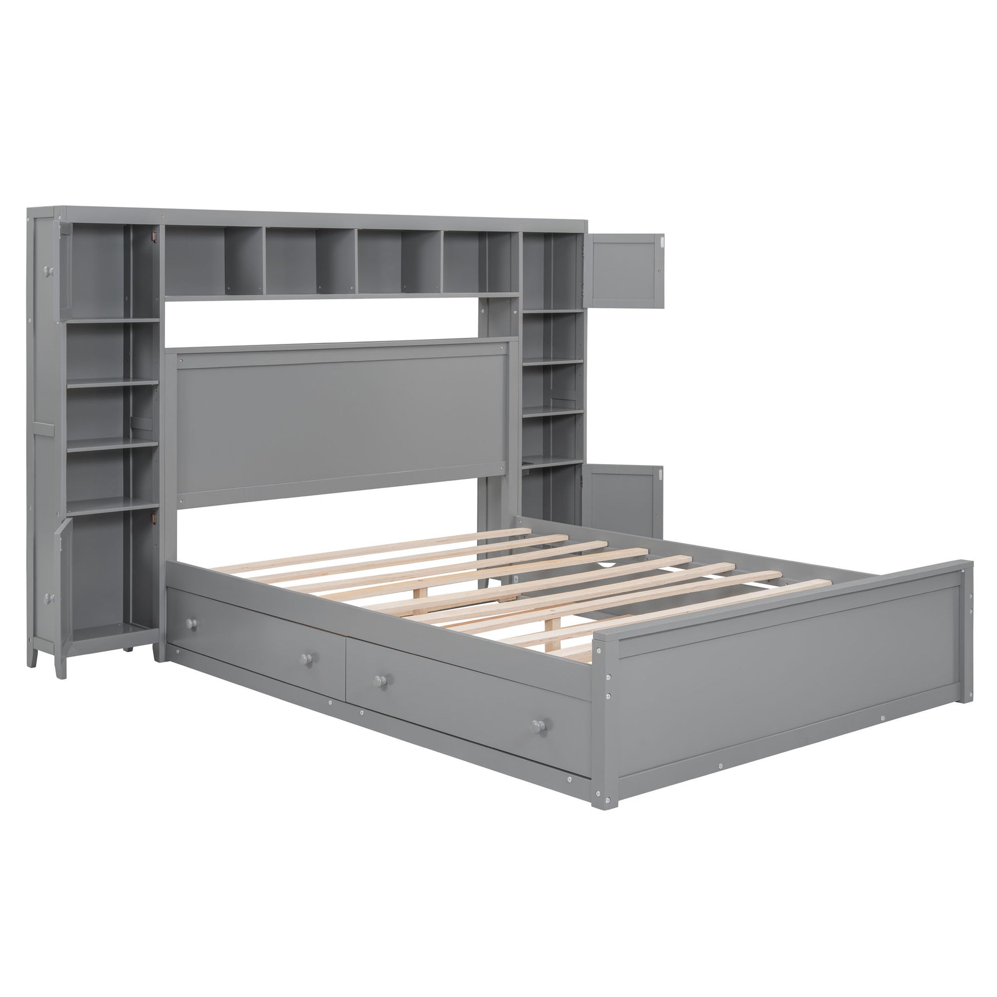 Bed With All In One Cabinet, Shelf And Sockets, Twin Long Trundle - The Sleep Loft - Online Mattress Showroom NYC