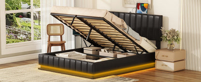 Upholstered Bed With Hydraulic Storage System And LED Light, With Sockets And USB Ports - The Sleep Loft - Online Mattress Showroom NYC