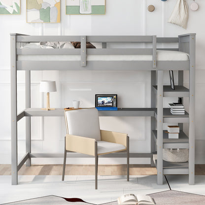 Loft Bed With Storage Shelves And Under Bed Desk - The Sleep Loft - Online Mattress Showroom NYC