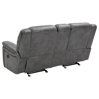 Conrad Upholstered Padded Arm Glider Loveseat Grey