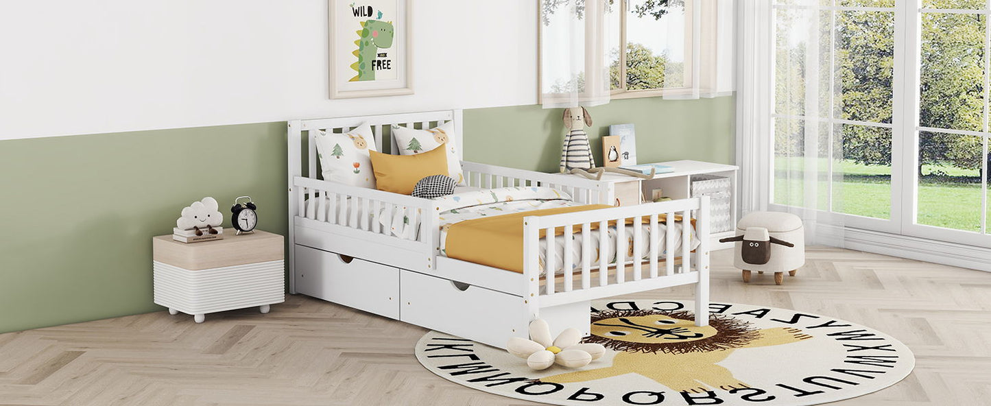 Platform Bed With Guardrails On Both Sides And 2 Storage Drawers - The Sleep Loft - Online Mattress Showroom NYC
