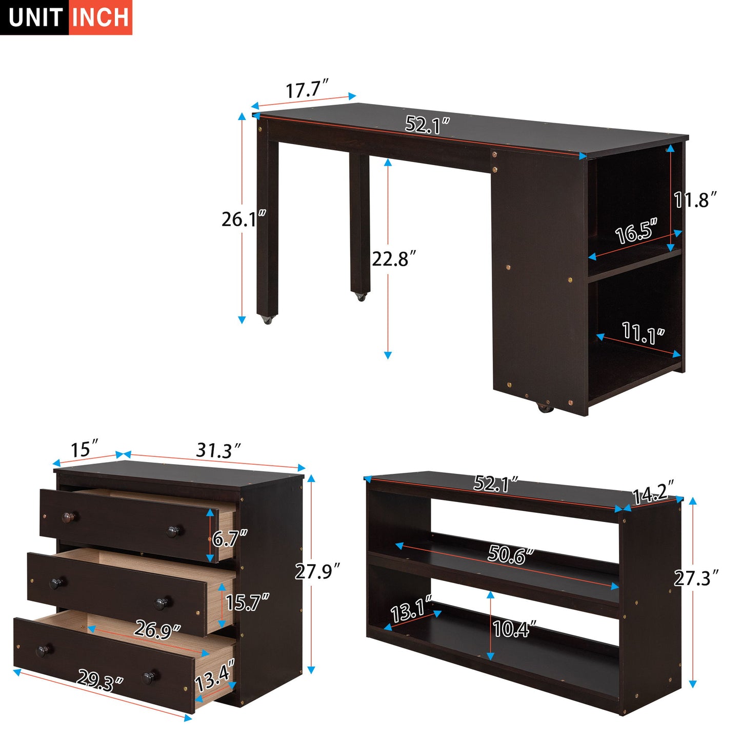 Loft Low Study Bed With Cabinet, Shelves And Rolling Portable Desk, Multiple Functions - The Sleep Loft - Online Mattress Showroom NYC