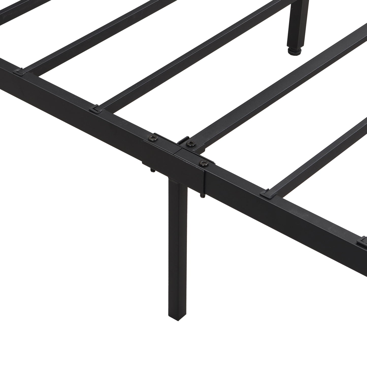 Modern Metal Platform Bed Frame With Wooden Headboard, USB Charging Station, Storage Drawers