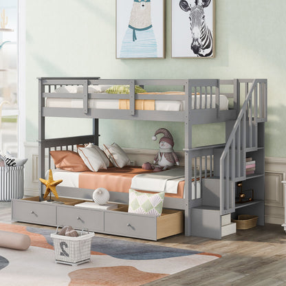 Stairway Bunk Bed With Storage And Guard Rail For Bedroom - The Sleep Loft - Online Mattress Showroom NYC