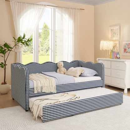 Gingham Daybed With USB Charging Port, Wave-Shaped Design - The Sleep Loft - Online Mattress Showroom NYC