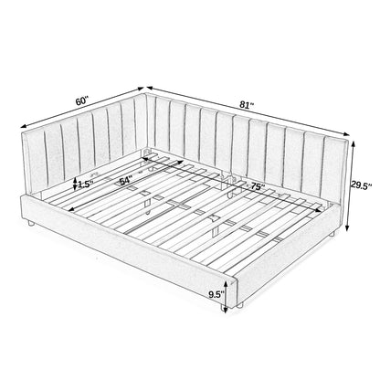 Mid-Century Upholstered Tufted Bed Frame With Backrest And Armrests - The Sleep Loft - Online Mattress Showroom NYC