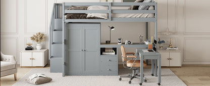 Loft Bed With Stairs, Bookshelf, Drawers, Desk & Wardrobe, Space Saving Multifunctional Furniture - The Sleep Loft - Online Mattress Showroom NYC