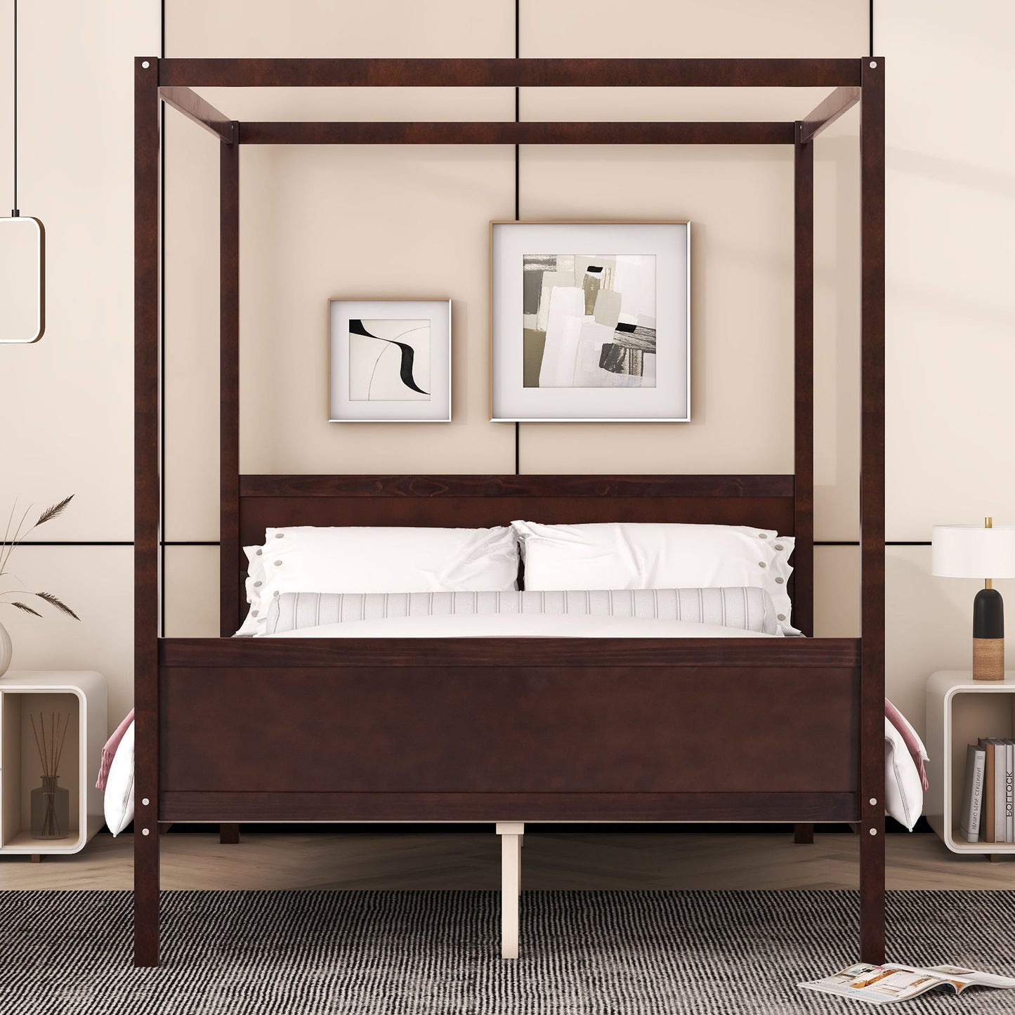 Canopy Platform Bed With Headboard And Footboard, Slat Support Leg - The Sleep Loft - Online Mattress Showroom NYC