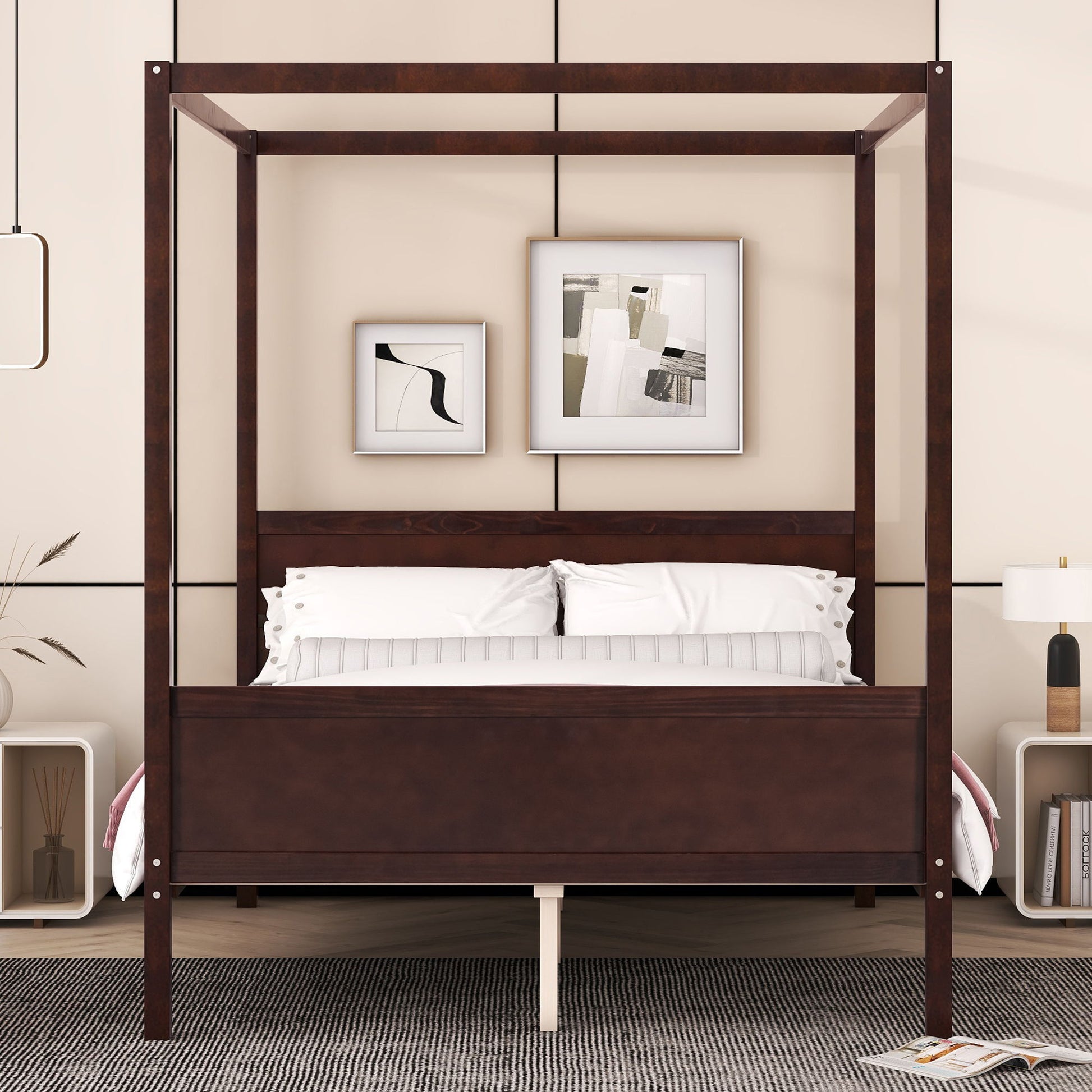 Canopy Platform Bed With Headboard And Footboard, Slat Support Leg - The Sleep Loft - Online Mattress Showroom NYC