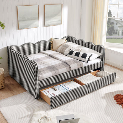 Gingham Daybed With USB Charging Port, Wave-Shaped Design - The Sleep Loft - Online Mattress Showroom NYC