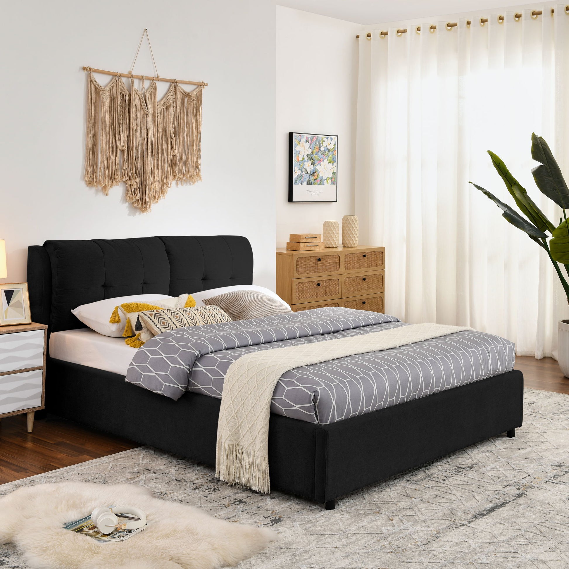 Storage Upholstered Hydraulic Platform Bed With Integrated Headboard - The Sleep Loft - Online Mattress Showroom NYC