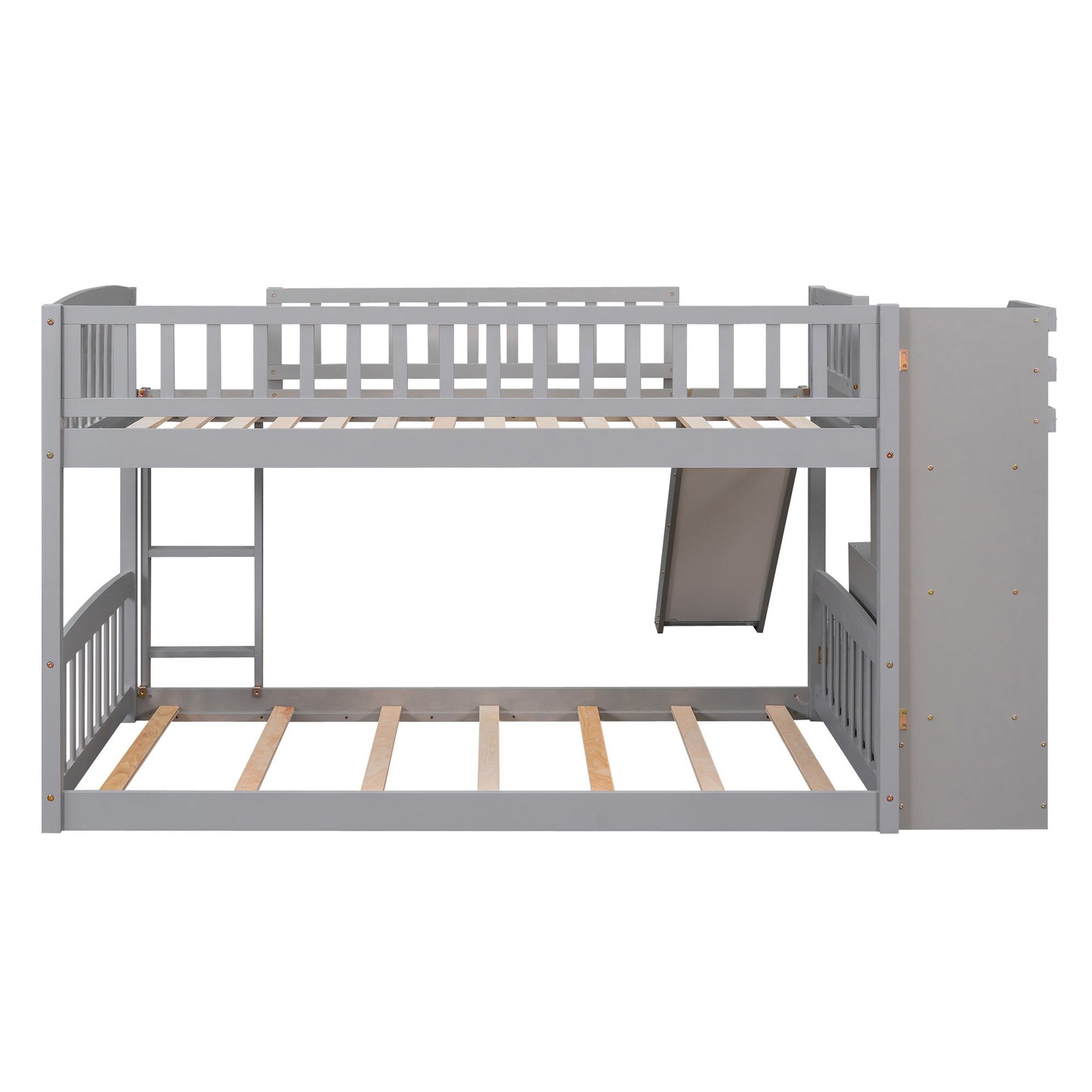 Twin Over Twin Bunk Stairway Bed With 2 Drawers And Slide - Gray - The Sleep Loft - Online Mattress Showroom NYC