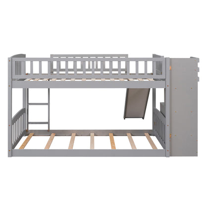 Twin Over Twin Bunk Stairway Bed With 2 Drawers And Slide - Gray - The Sleep Loft - Online Mattress Showroom NYC