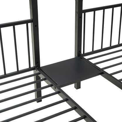 Full Over Twin-Twin Triple Bunk Bed With Drawers And Staircase - Black - The Sleep Loft - Online Mattress Showroom NYC