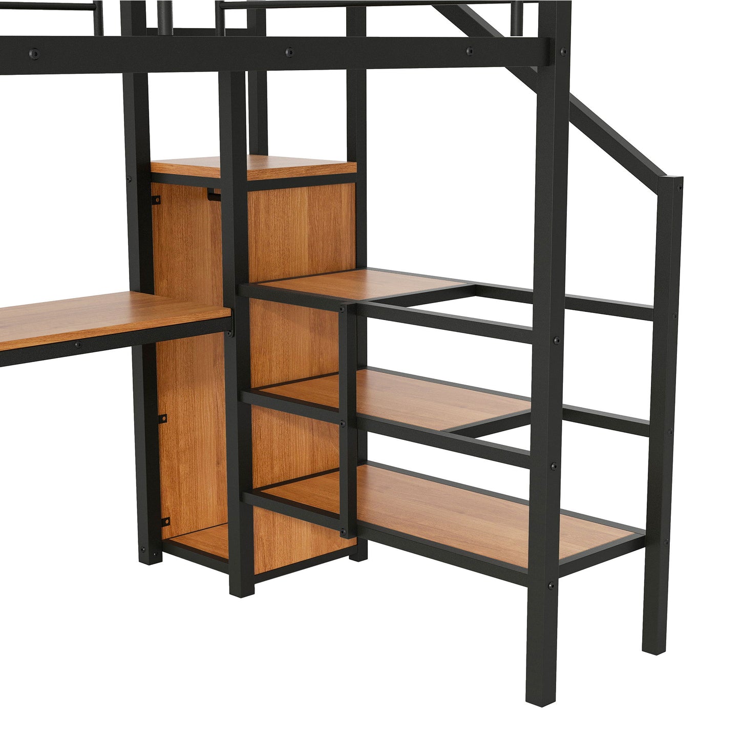 Loft Bed With Desk, Storage Staircase, Small Wardrobe And LED Light - The Sleep Loft - Online Mattress Showroom NYC
