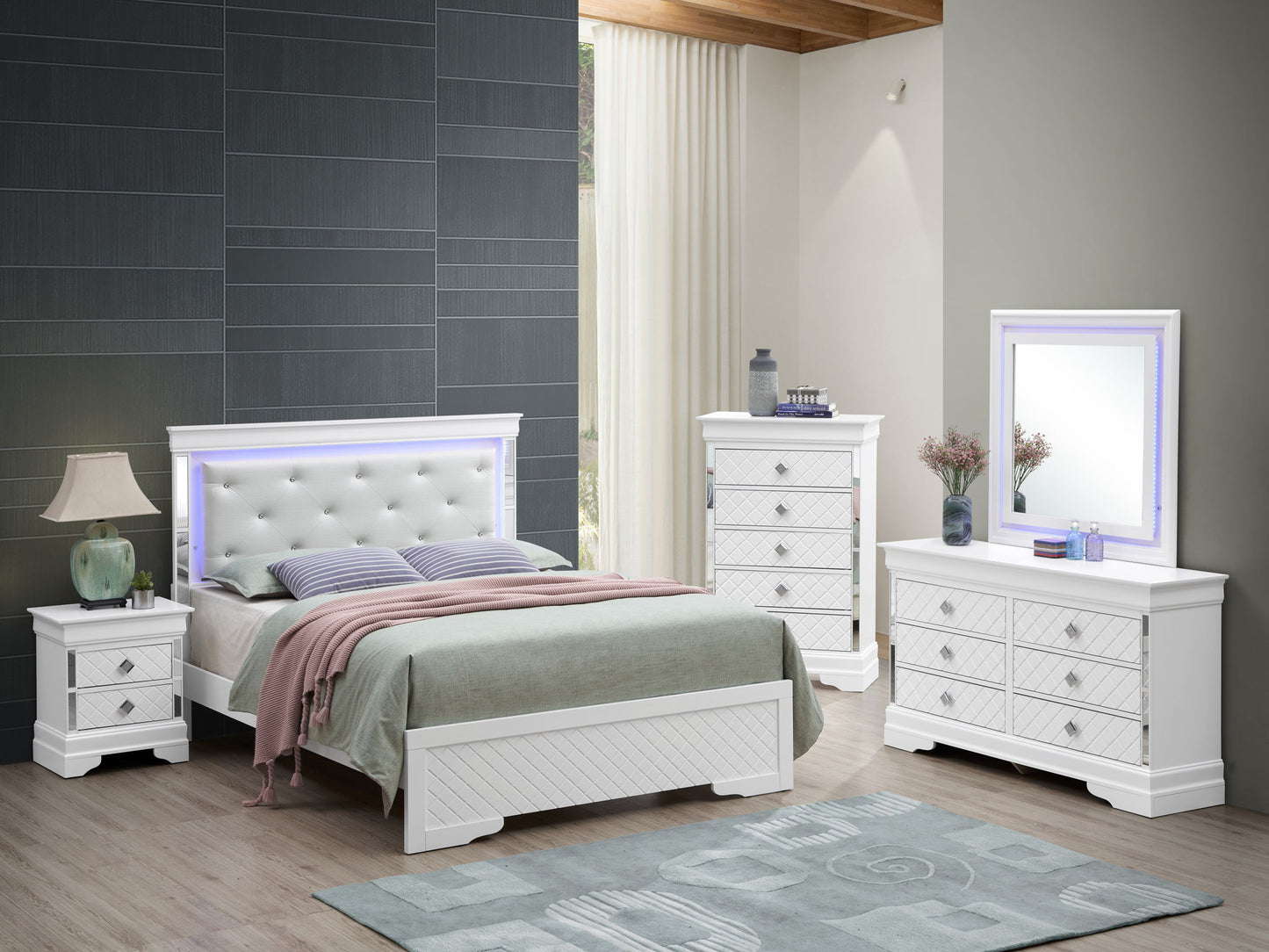 Bed With LED Light Accents Headboard - The Sleep Loft - Online Mattress Showroom NYC