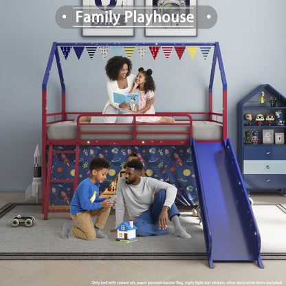 Jack - House Loft Bed With Slide And Curtain Set - The Sleep Loft - Online Mattress Showroom NYC