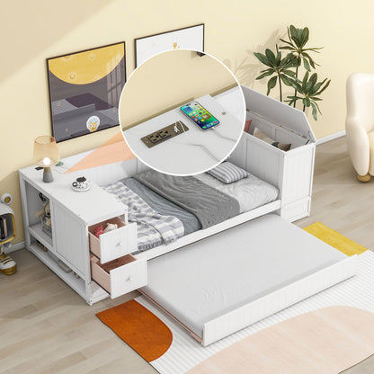 Daybed With Storage Arms, Trundle And Charging Station - The Sleep Loft - Online Mattress Showroom NYC