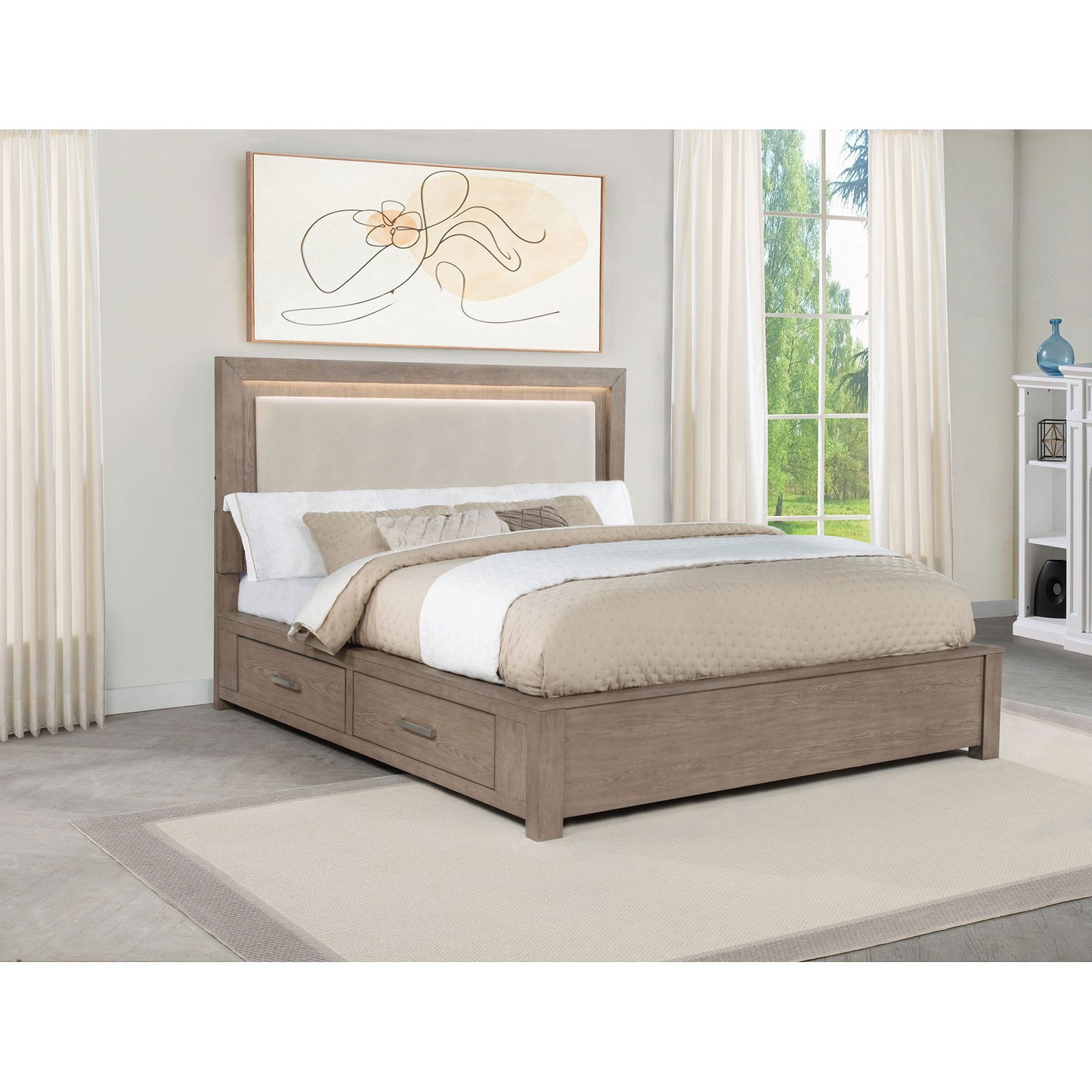 Gibbons - LED Storage Bed With Upholstered Headboard - The Sleep Loft - Online Mattress Showroom NYC