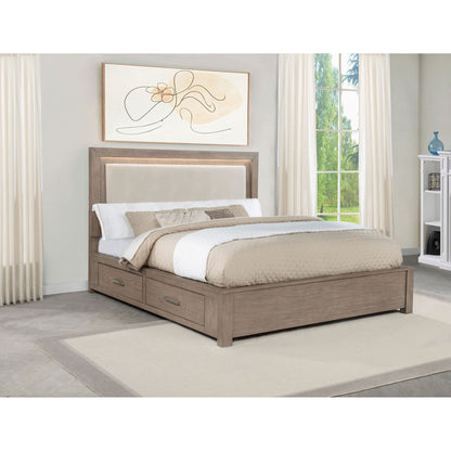 Gibbons - LED Storage Bed With Upholstered Headboard - The Sleep Loft - Online Mattress Showroom NYC