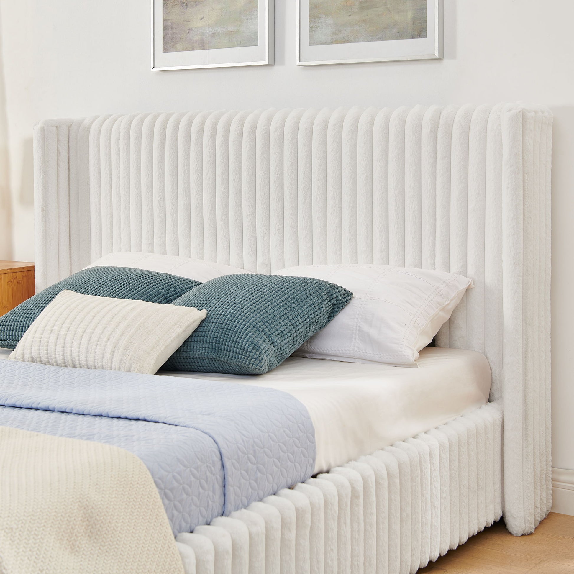 Functional Vertical Striped Bed With Gas Lift Storage - The Sleep Loft - Online Mattress Showroom NYC