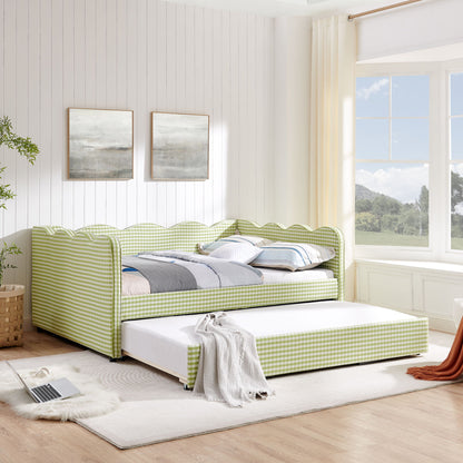 Gingham Daybed With USB Charging Port, Wave-Shaped Design - The Sleep Loft - Online Mattress Showroom NYC