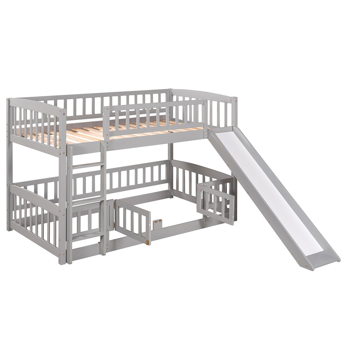 Low Bunk Bed With Slide, Fence And Ladder - The Sleep Loft - Online Mattress Showroom NYC
