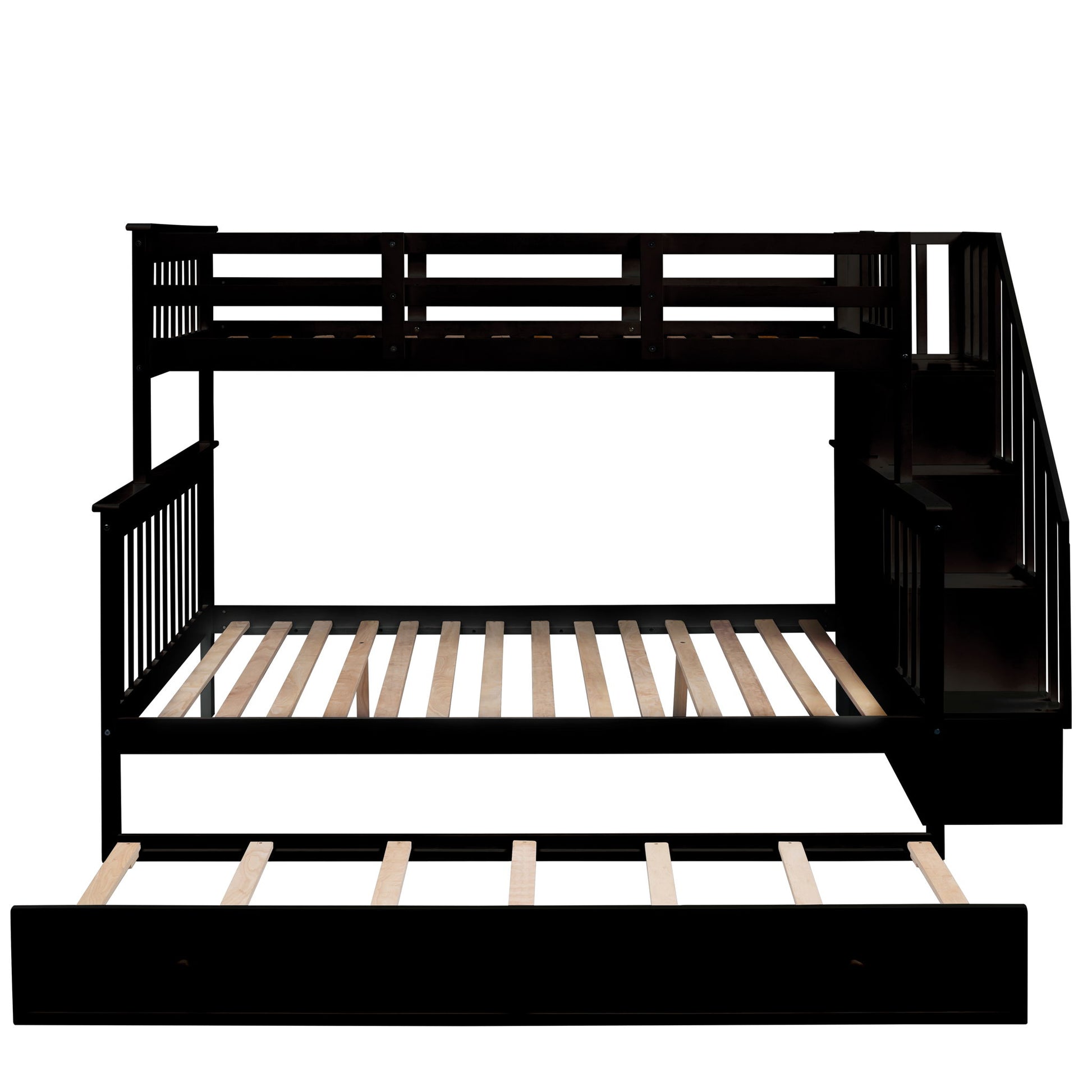 Bunk Bed With Twin Size Trundle, Storage And Guard Rail For Bedroom - The Sleep Loft - Online Mattress Showroom NYC