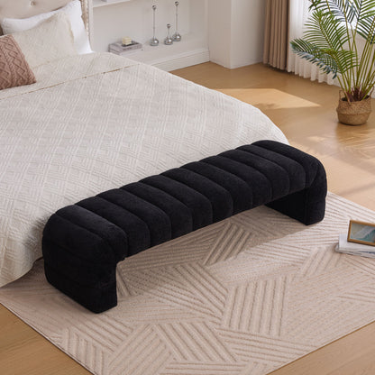 Modern Upholstered Armless Bed Bench With Channel Tufted Design - The Sleep Loft - Online Mattress Showroom NYC