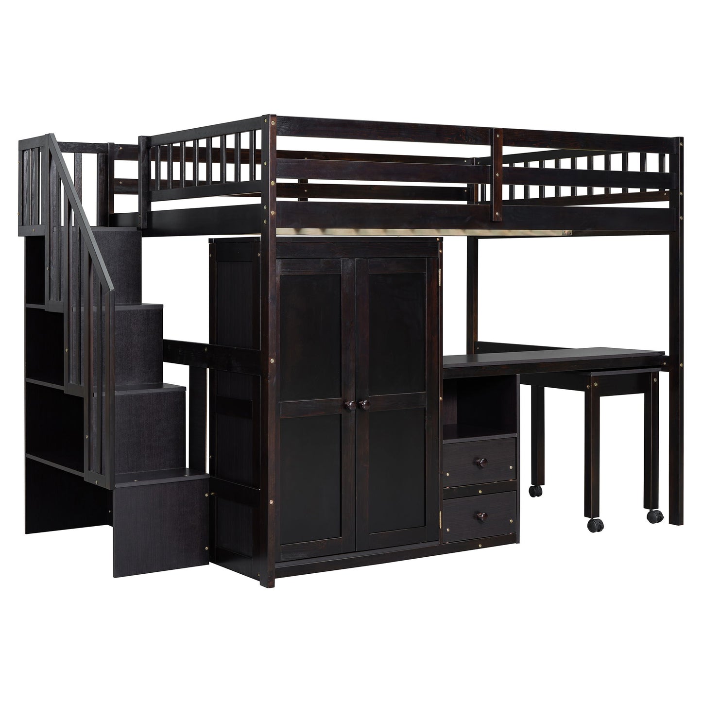 Loft Bed With Stairs, Bookshelf, Drawers, Desk & Wardrobe, Space Saving Multifunctional Furniture - The Sleep Loft - Online Mattress Showroom NYC