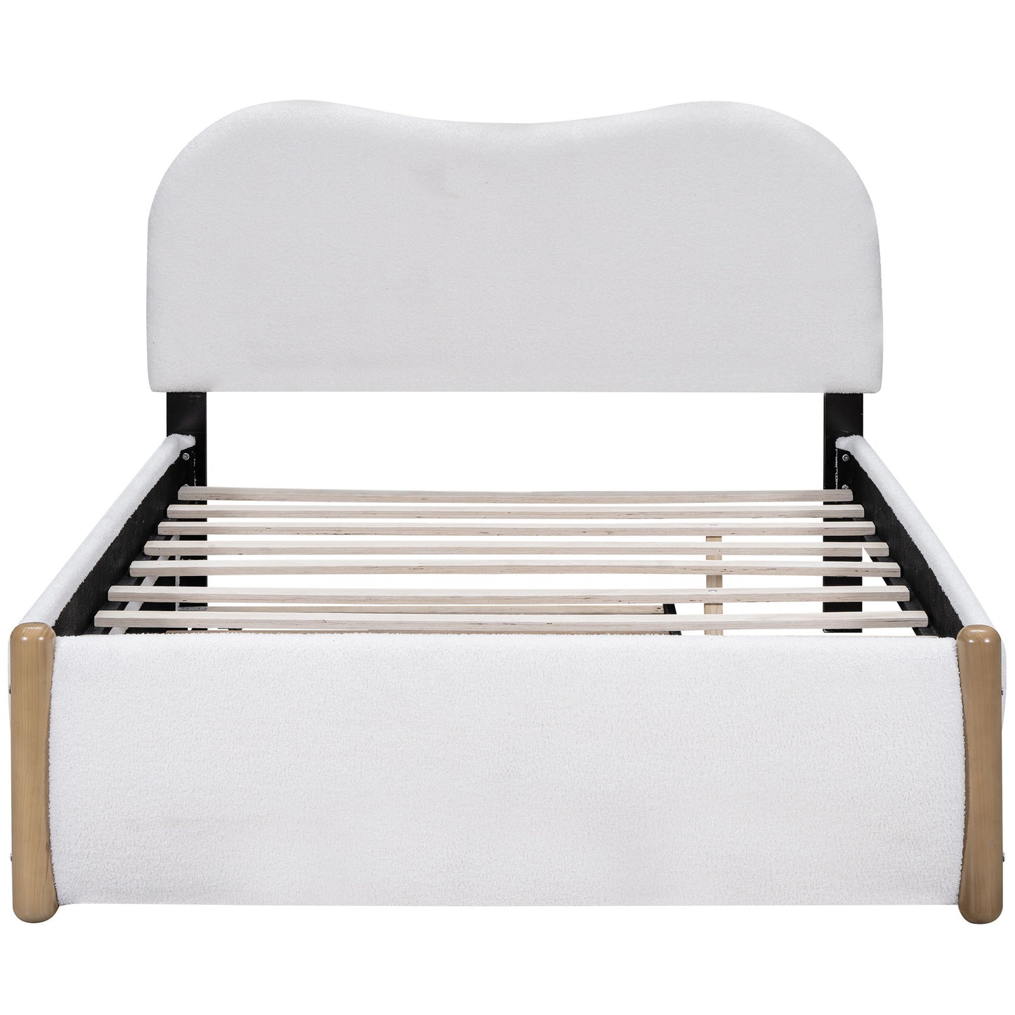 Upholstered Platform Bed With Wood Supporting Feet And Trundle - The Sleep Loft - Online Mattress Showroom NYC