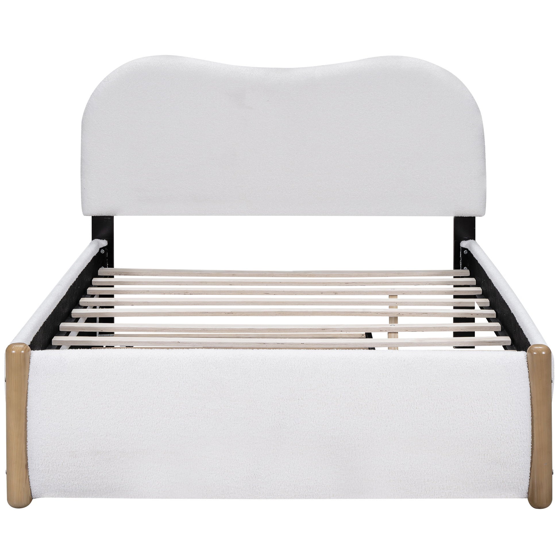 Upholstered Platform Bed With Wood Supporting Feet And Trundle - The Sleep Loft - Online Mattress Showroom NYC