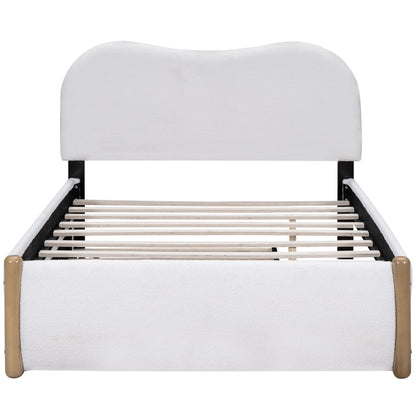 Upholstered Platform Bed With Wood Supporting Feet And Trundle - The Sleep Loft - Online Mattress Showroom NYC