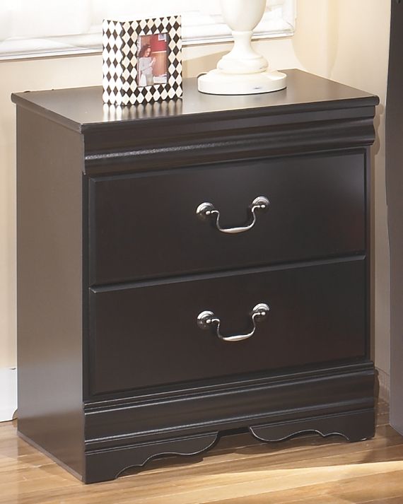 Huey Vineyard - Two Drawer Night Stand - Black - The Sleep Loft - Online Mattress Showroom NYC
