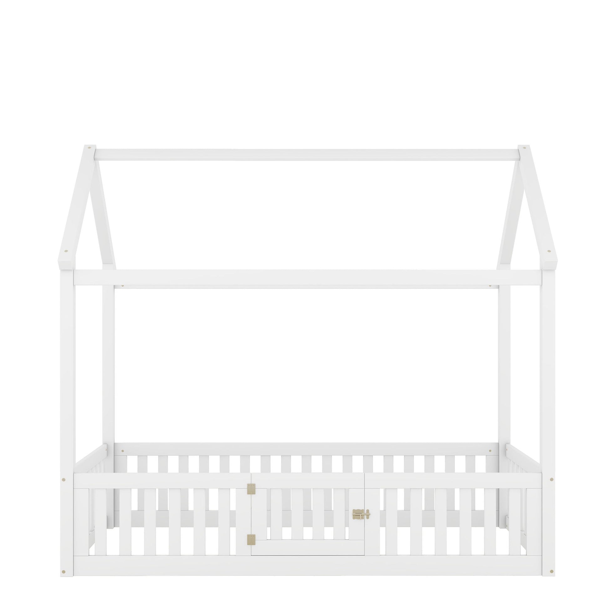 Wood House Bed With Fence And Door - The Sleep Loft - Online Mattress Showroom NYC