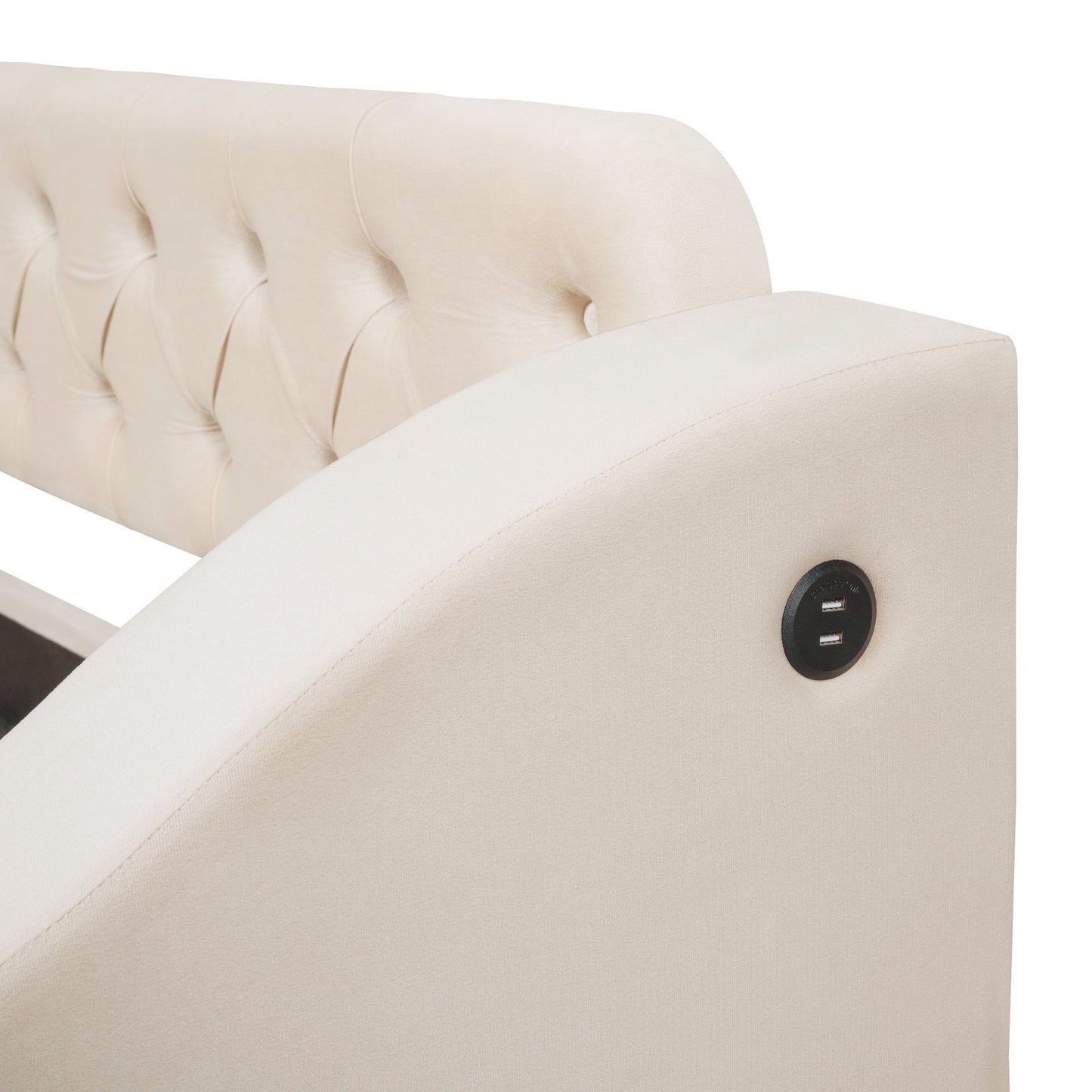 Upholstered Daybed With Storage Armrests And USB Port - The Sleep Loft - Online Mattress Showroom NYC