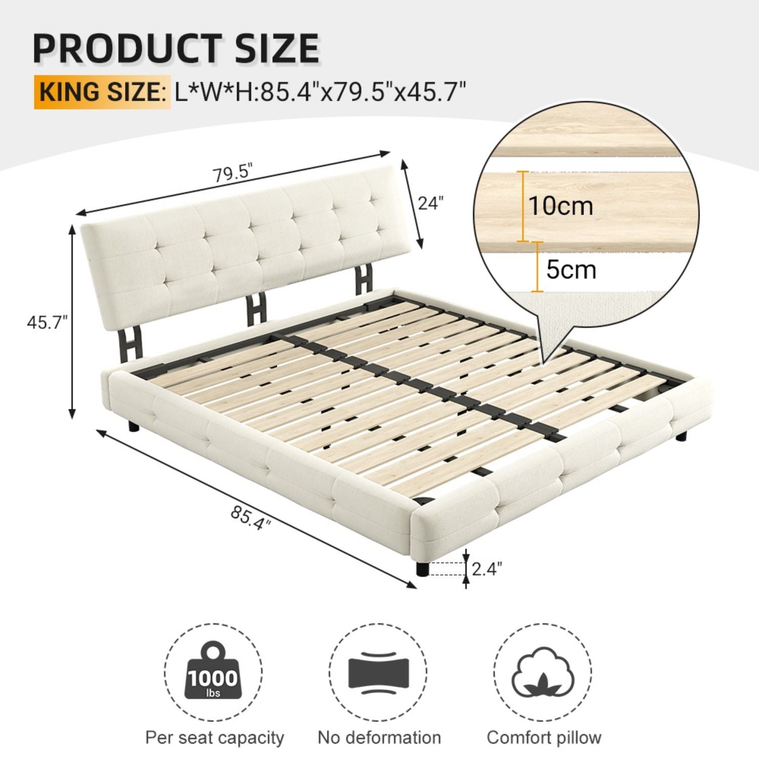 Tufted Headboard With Extra-Large Ultra-Soft Cloud Pillow Design - The Sleep Loft - Online Mattress Showroom NYC