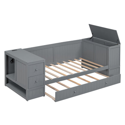 Daybed With Storage Arms, Trundle And Charging Station - The Sleep Loft - Online Mattress Showroom NYC
