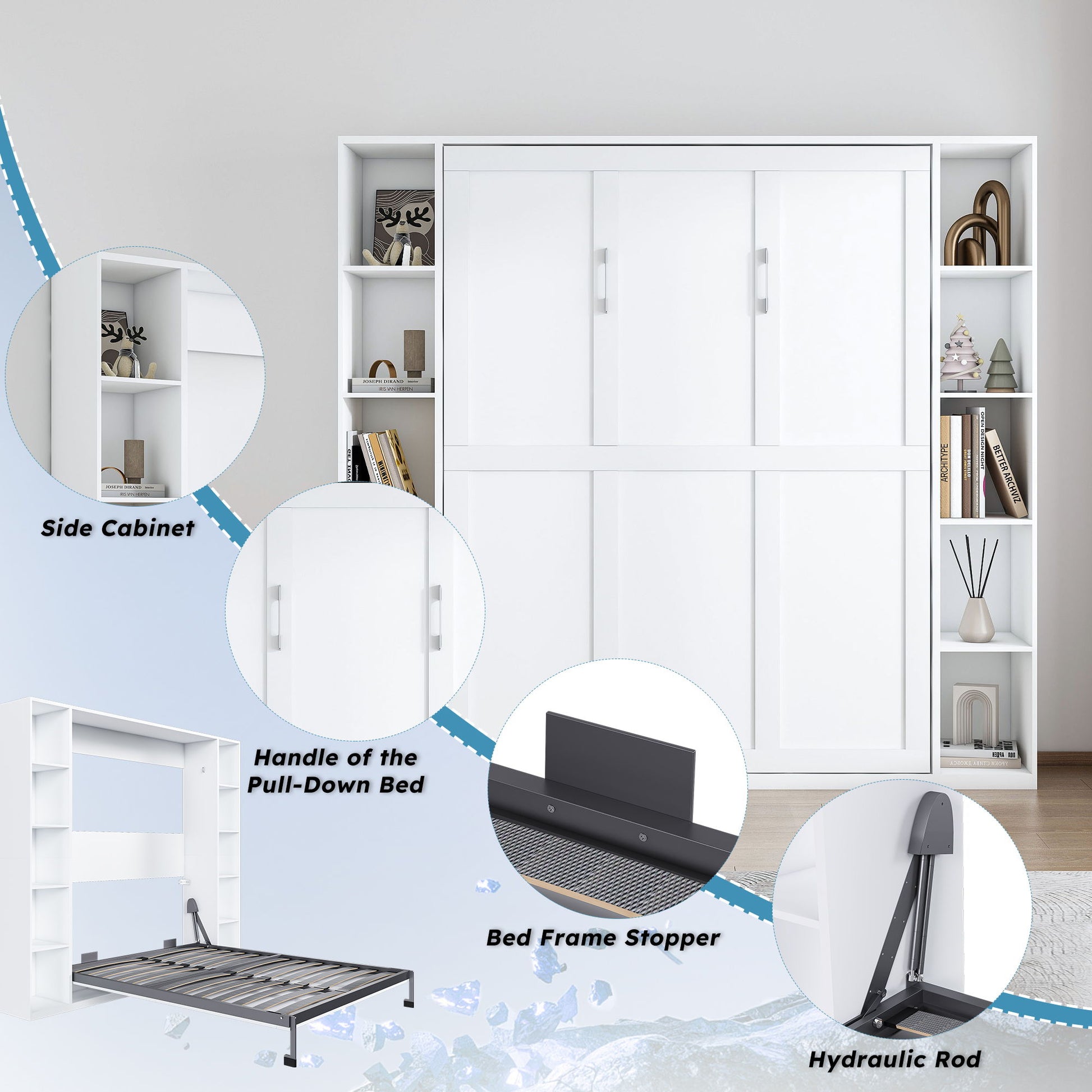 Queen Murphy Bed With Storage Cabinet - White - The Sleep Loft - Online Mattress Showroom NYC