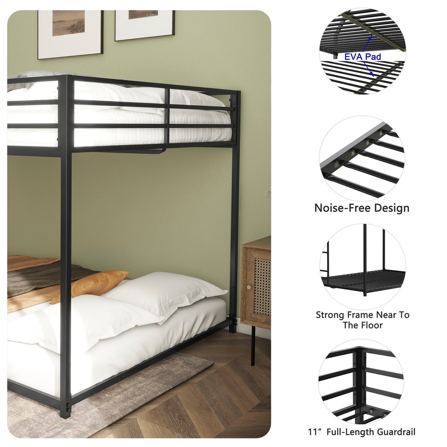 Adam - Full Over Full Bunk Bed - Black - The Sleep Loft - Online Mattress Showroom NYC