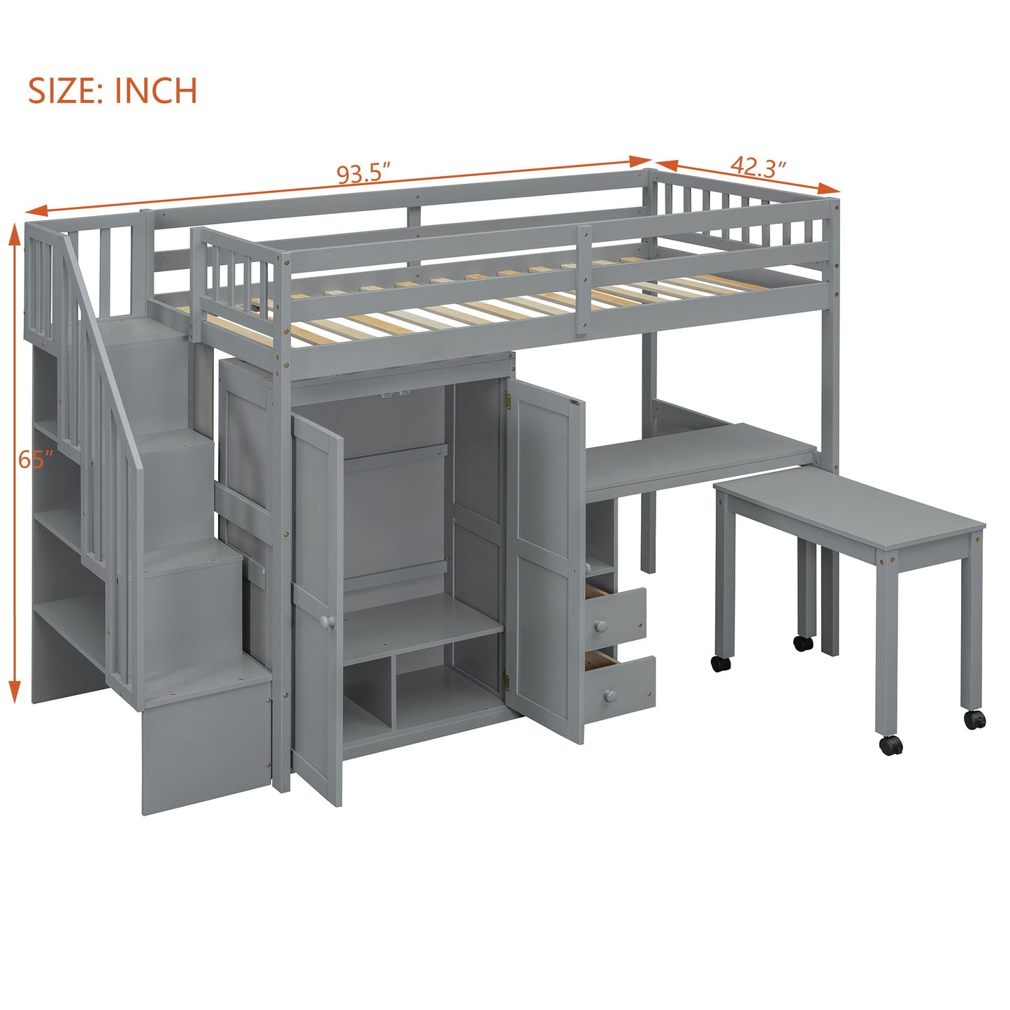 Loft Bed With Stairs, Bookshelf, Drawers, Desk & Wardrobe, Space Saving Multifunctional Furniture - The Sleep Loft - Online Mattress Showroom NYC