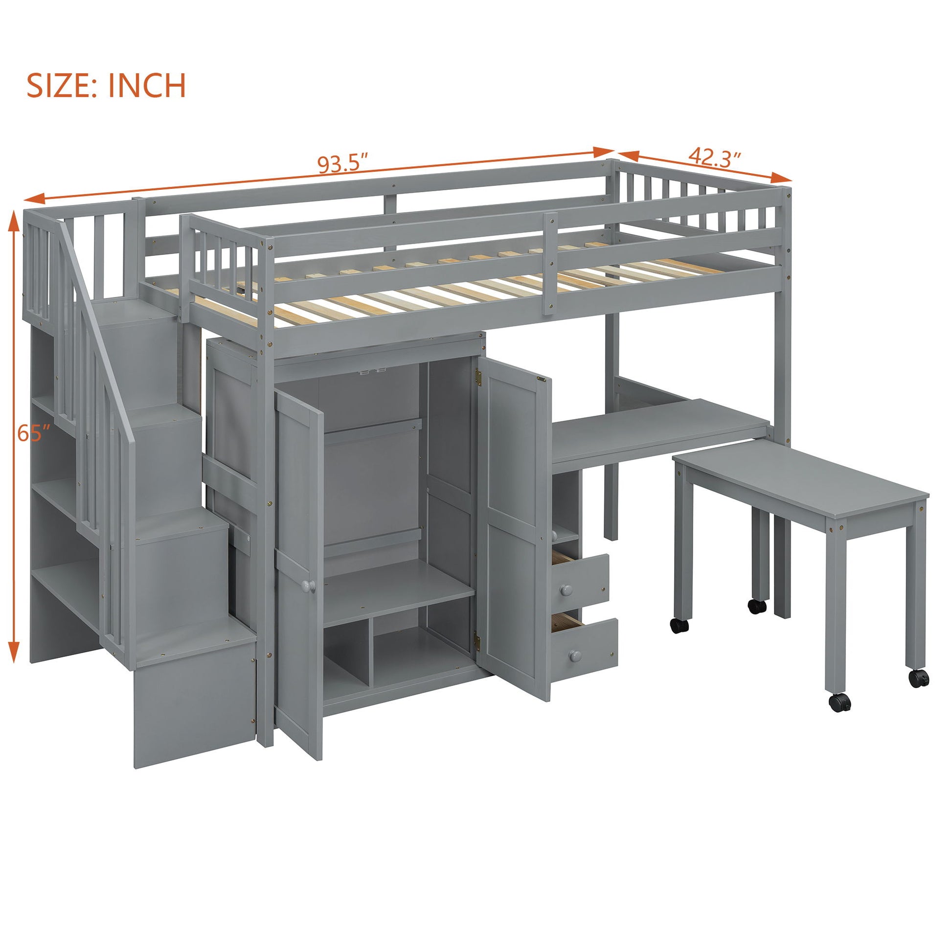 Loft Bed With Stairs, Bookshelf, Drawers, Desk & Wardrobe, Space Saving Multifunctional Furniture - The Sleep Loft - Online Mattress Showroom NYC