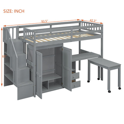 Loft Bed With Stairs, Bookshelf, Drawers, Desk & Wardrobe, Space Saving Multifunctional Furniture - The Sleep Loft - Online Mattress Showroom NYC